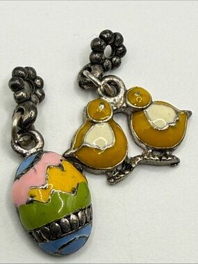 Free with bundle Yellow Chick & Multicolor distressed Egg Enamel Bird Charms